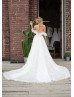 Off Shoulder Ivory Lace Chiffon Airy Wedding Dress